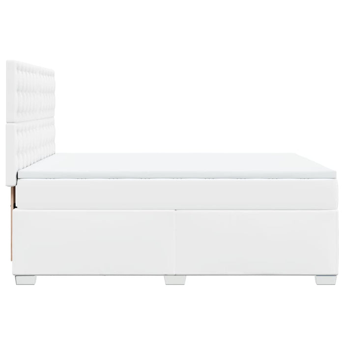 Pat box spring cu saltea, alb, 140x190 cm, piele ecologică - WALTI WALTI