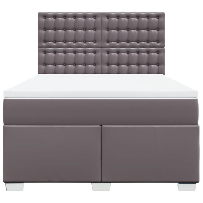 Pat box spring cu saltea, gri, 140x190 cm, piele ecologică - WALTI WALTI