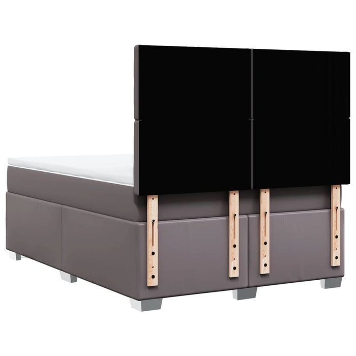 Pat box spring cu saltea, gri, 140x190 cm, piele ecologică - WALTI WALTI