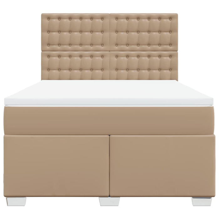 Pat box spring cu saltea, cappuccino, 140x190cm piele ecologică - WALTI WALTI