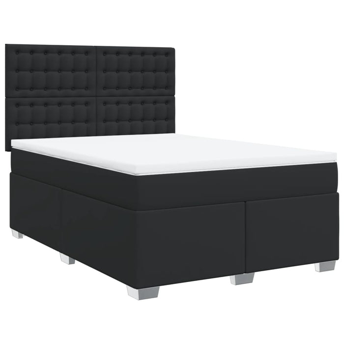 Pat box spring cu saltea, negru, 140x200 cm, piele ecologică - WALTI WALTI