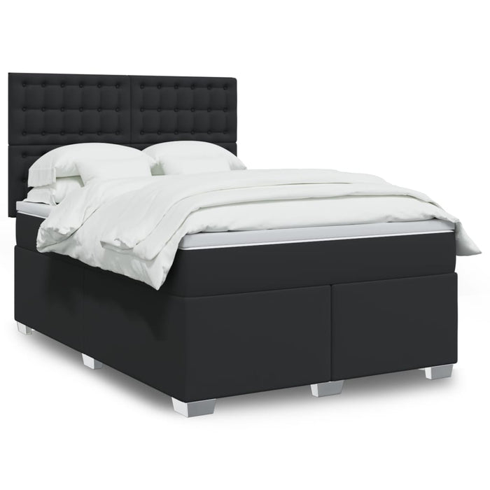 Pat box spring cu saltea, negru, 140x200 cm, piele ecologică - WALTI WALTI