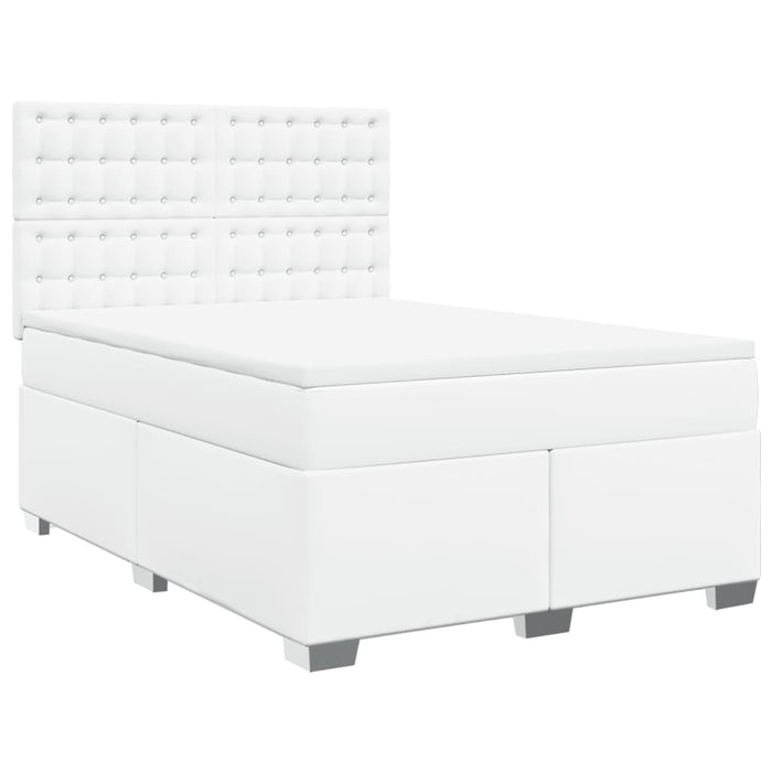 Pat box spring cu saltea, alb, 140x200 cm, piele ecologică - WALTI WALTI