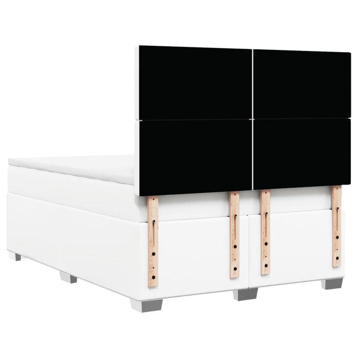 Pat box spring cu saltea, alb, 140x200 cm, piele ecologică - WALTI WALTI