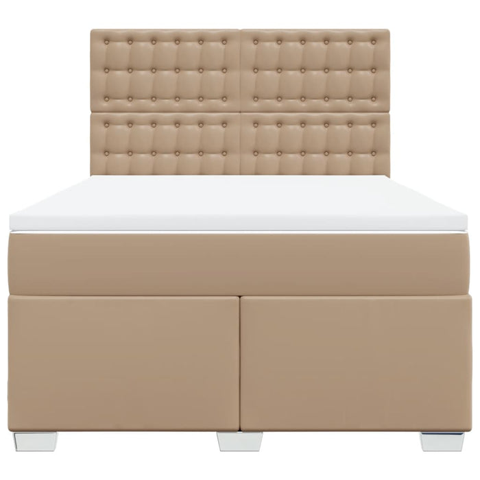 Pat box spring cu saltea, cappuccino, 140x200cm piele ecologică - WALTI WALTI