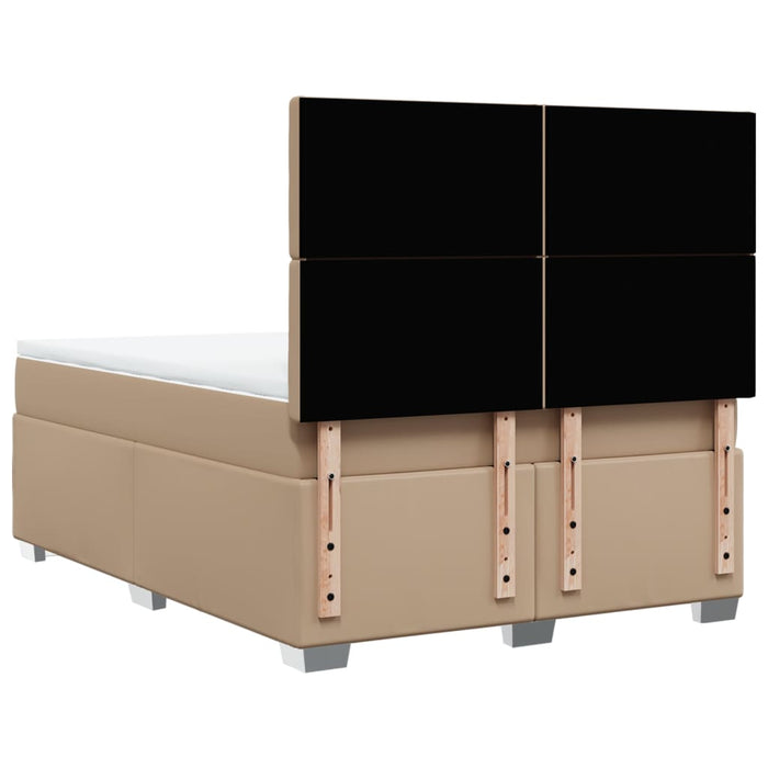 Pat box spring cu saltea, cappuccino, 140x200cm piele ecologică - WALTI WALTI