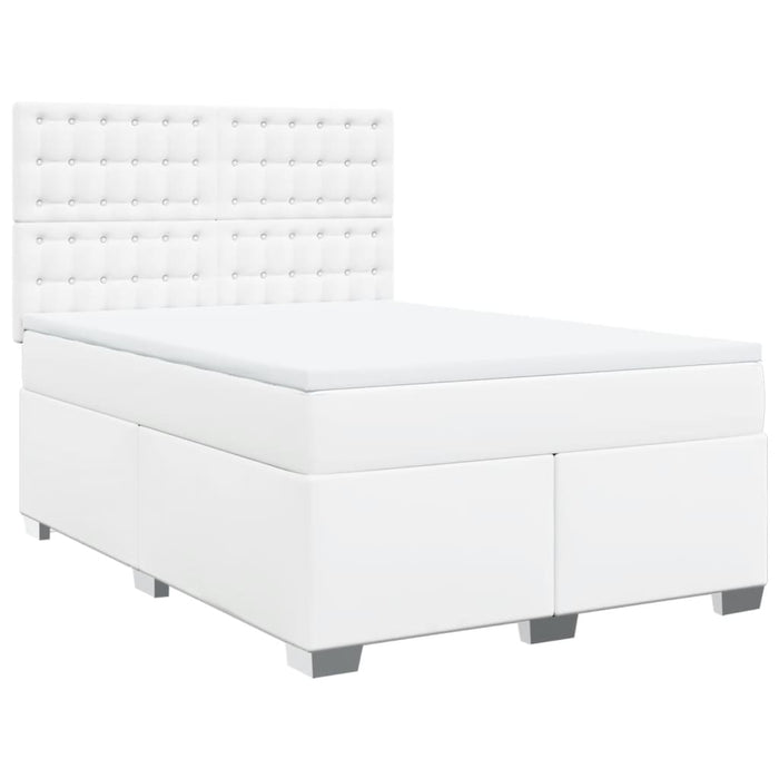 Pat box spring cu saltea, alb, 160x200 cm, piele ecologică - WALTI WALTI