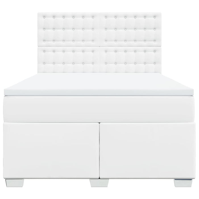 Pat box spring cu saltea, alb, 160x200 cm, piele ecologică - WALTI WALTI