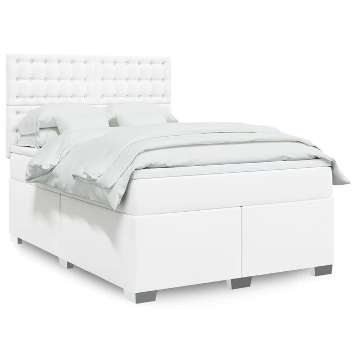 Pat box spring cu saltea, alb, 160x200 cm, piele ecologică - WALTI WALTI
