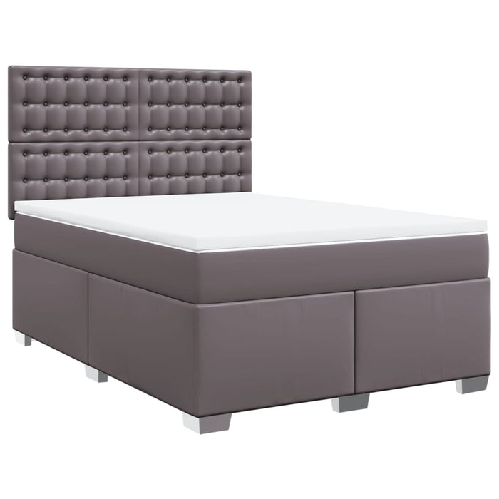 Pat box spring cu saltea, gri, 160x200 cm, piele ecologică - WALTI WALTI