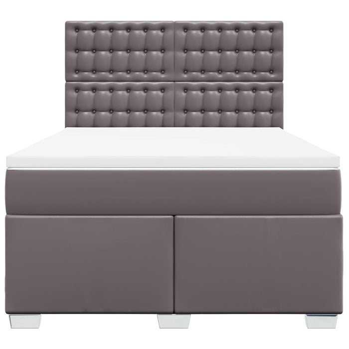 Pat box spring cu saltea, gri, 160x200 cm, piele ecologică - WALTI WALTI