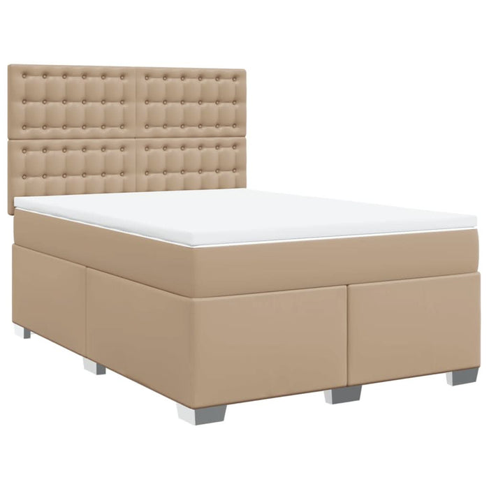 Pat box spring cu saltea, cappuccino, 160x200cm piele ecologică - WALTI WALTI