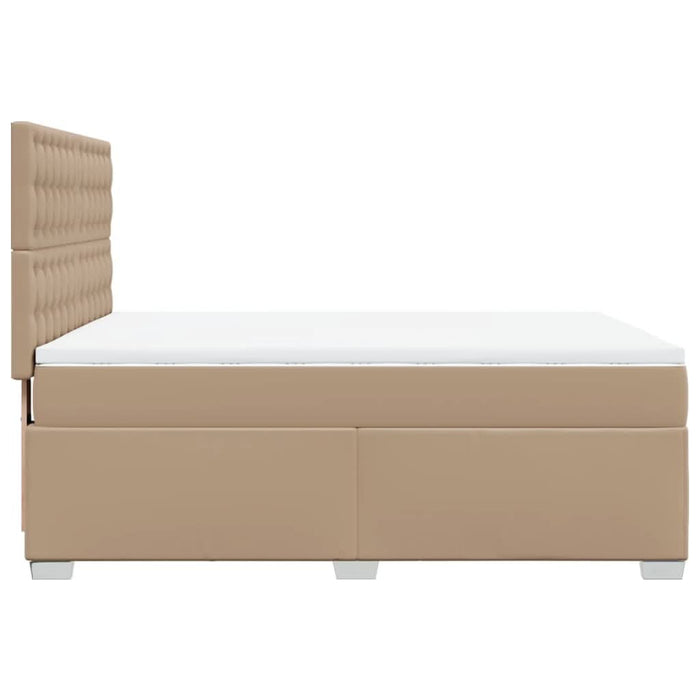 Pat box spring cu saltea, cappuccino, 160x200cm piele ecologică - WALTI WALTI