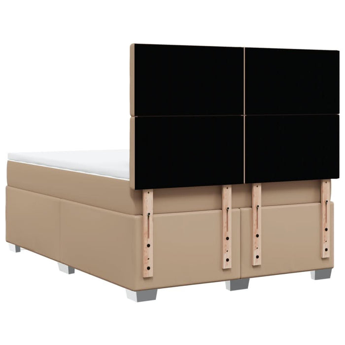 Pat box spring cu saltea, cappuccino, 160x200cm piele ecologică - WALTI WALTI
