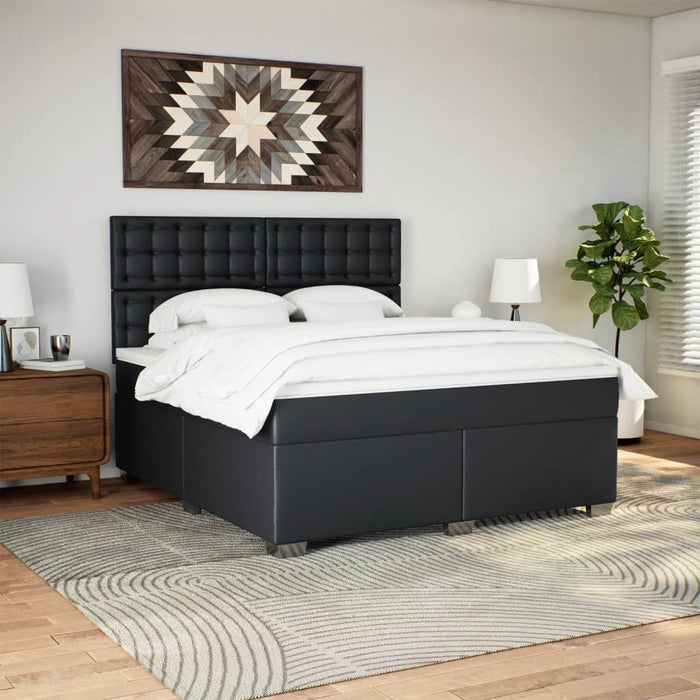 Pat box spring cu saltea, negru, 180x200 cm, piele ecologică - WALTI WALTI