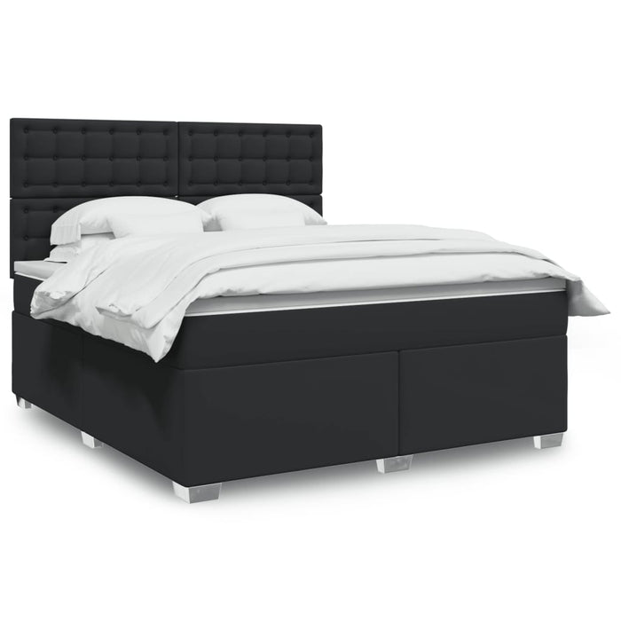 Pat box spring cu saltea, negru, 180x200 cm, piele ecologică - WALTI WALTI