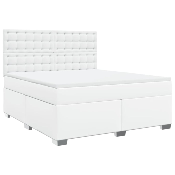 Pat box spring cu saltea, alb, 180x200 cm, piele ecologică - WALTI WALTI