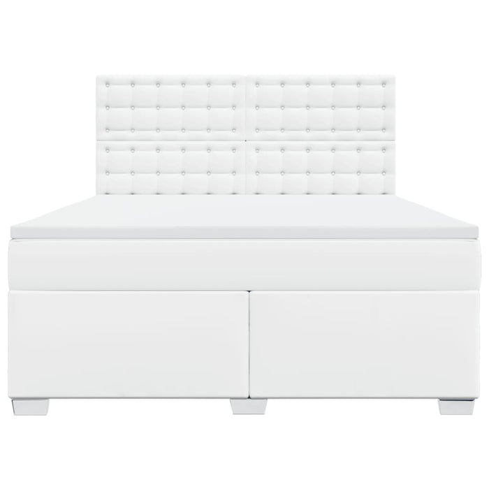 Pat box spring cu saltea, alb, 180x200 cm, piele ecologică - WALTI WALTI