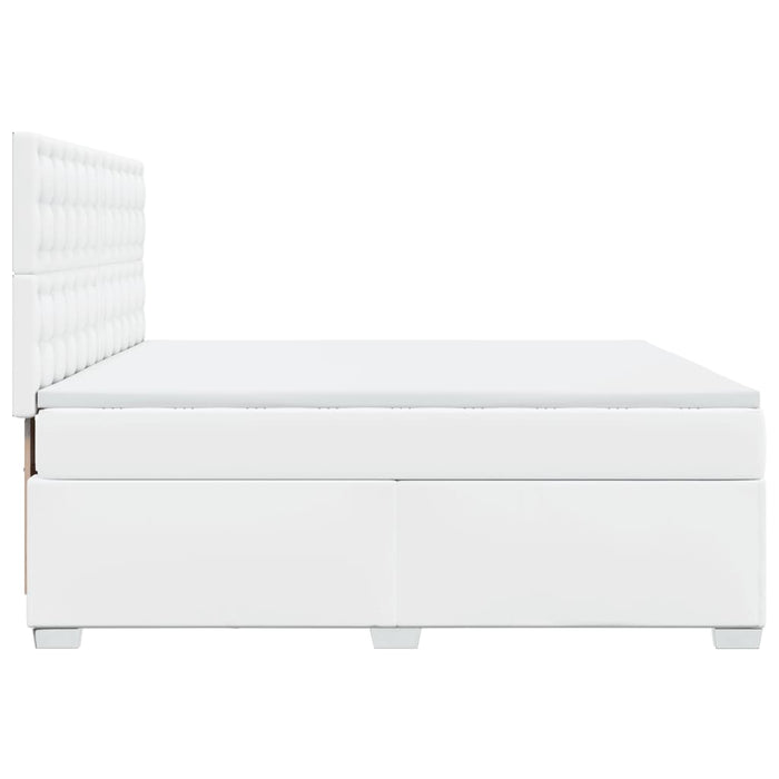 Pat box spring cu saltea, alb, 180x200 cm, piele ecologică - WALTI WALTI