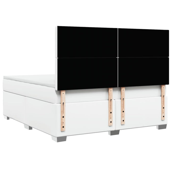 Pat box spring cu saltea, alb, 180x200 cm, piele ecologică - WALTI WALTI