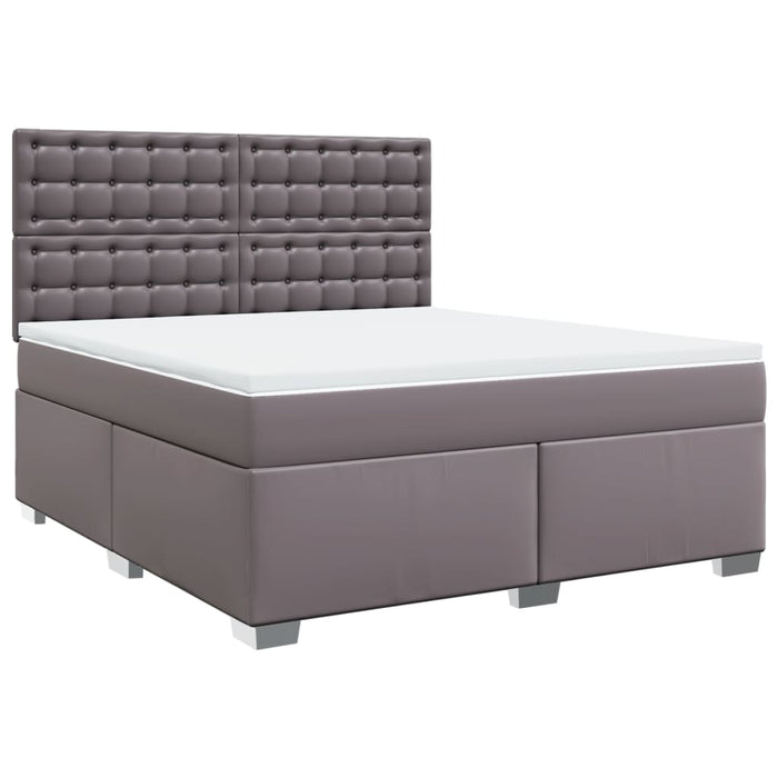 Pat box spring cu saltea, gri, 180x200 cm, piele ecologică - WALTI WALTI