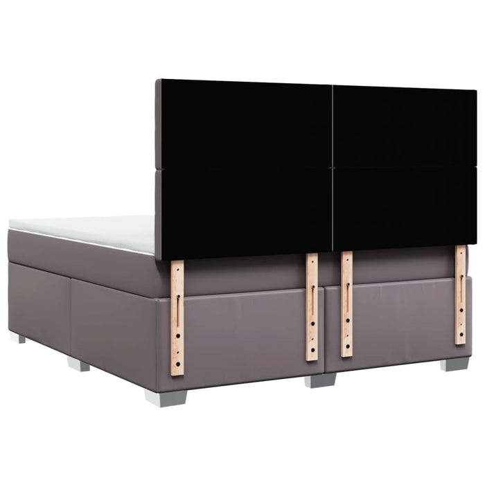 Pat box spring cu saltea, gri, 180x200 cm, piele ecologică - WALTI WALTI