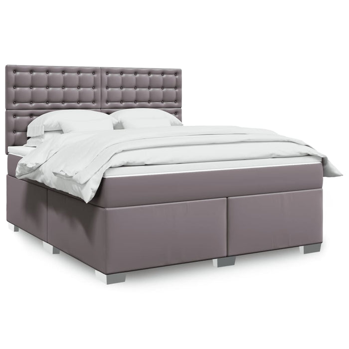 Pat box spring cu saltea, gri, 180x200 cm, piele ecologică - WALTI WALTI