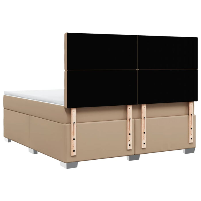 Pat box spring cu saltea, cappuccino, 180x200cm piele ecologică - WALTI WALTI