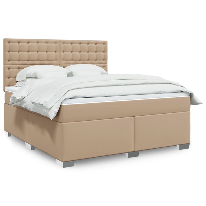 Pat box spring cu saltea, cappuccino, 180x200cm piele ecologică - WALTI WALTI