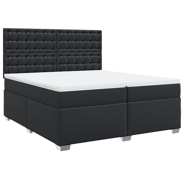 Pat box spring cu saltea, negru, 200x200 cm, piele ecologică - WALTI WALTI