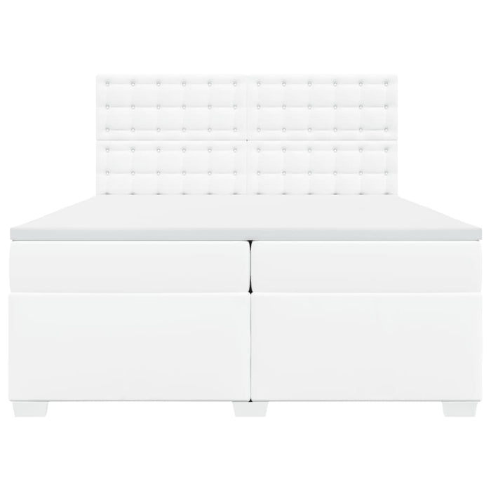 Pat box spring cu saltea, alb, 200x200 cm, piele ecologică - WALTI WALTI
