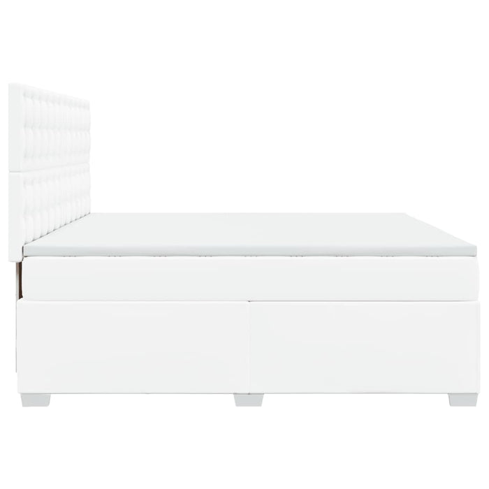 Pat box spring cu saltea, alb, 200x200 cm, piele ecologică - WALTI WALTI