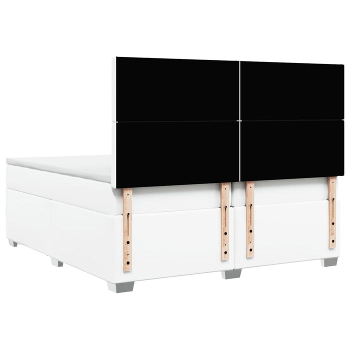 Pat box spring cu saltea, alb, 200x200 cm, piele ecologică - WALTI WALTI