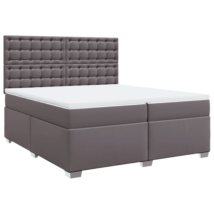 Pat continental cu saltea, gri, 200x200 cm, piele ecologică - WALTI WALTI