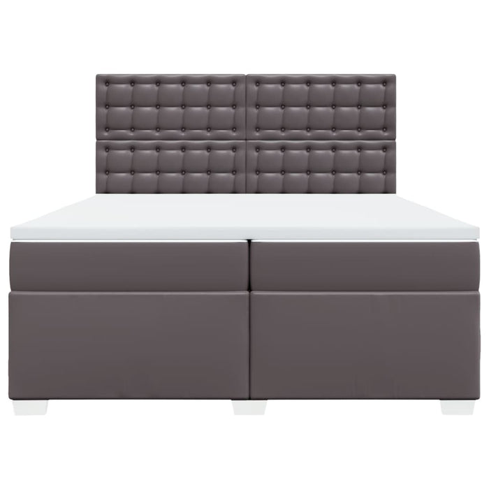 Pat continental cu saltea, gri, 200x200 cm, piele ecologică - WALTI WALTI