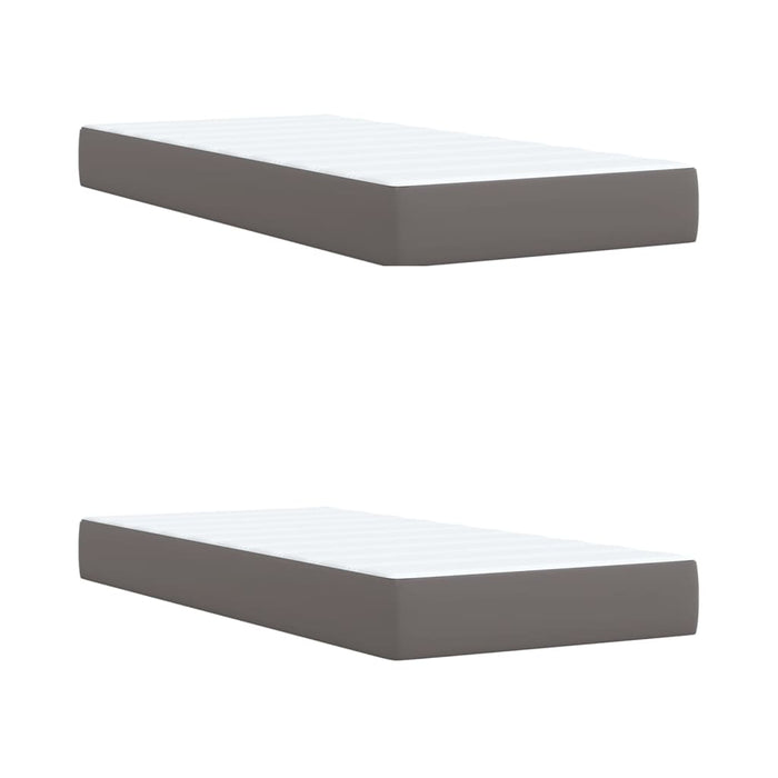 Pat continental cu saltea, gri, 200x200 cm, piele ecologică - WALTI WALTI