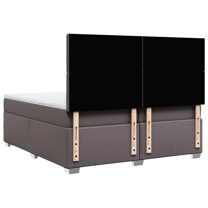 Pat continental cu saltea, gri, 200x200 cm, piele ecologică - WALTI WALTI