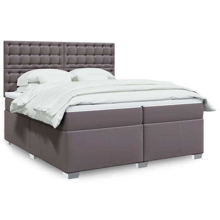Pat continental cu saltea, gri, 200x200 cm, piele ecologică - WALTI WALTI