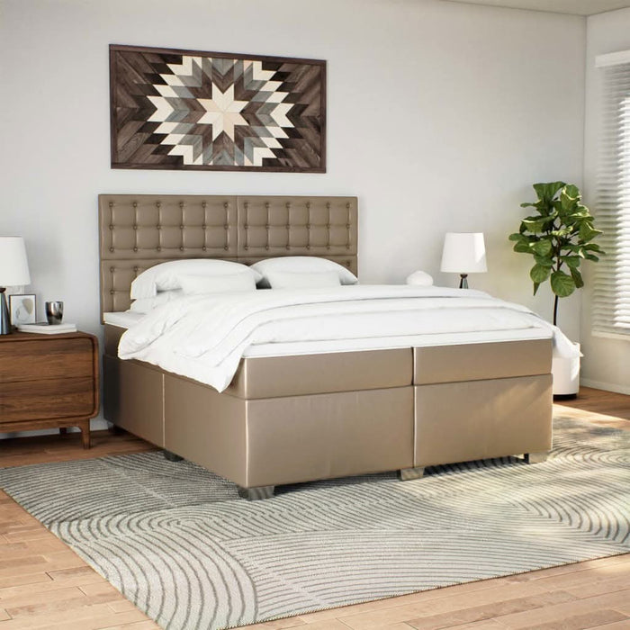 Pat continental cu saltea, cappuccino, 200x200 cm, piele eco WALTI
