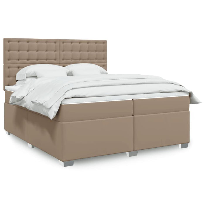 Pat continental cu saltea, cappuccino, 200x200 cm, piele eco WALTI