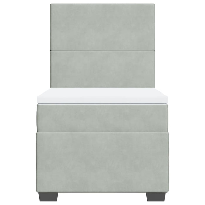 Pat continental cu saltea, gri deschis, 80x200 cm, catifea - WALTI WALTI