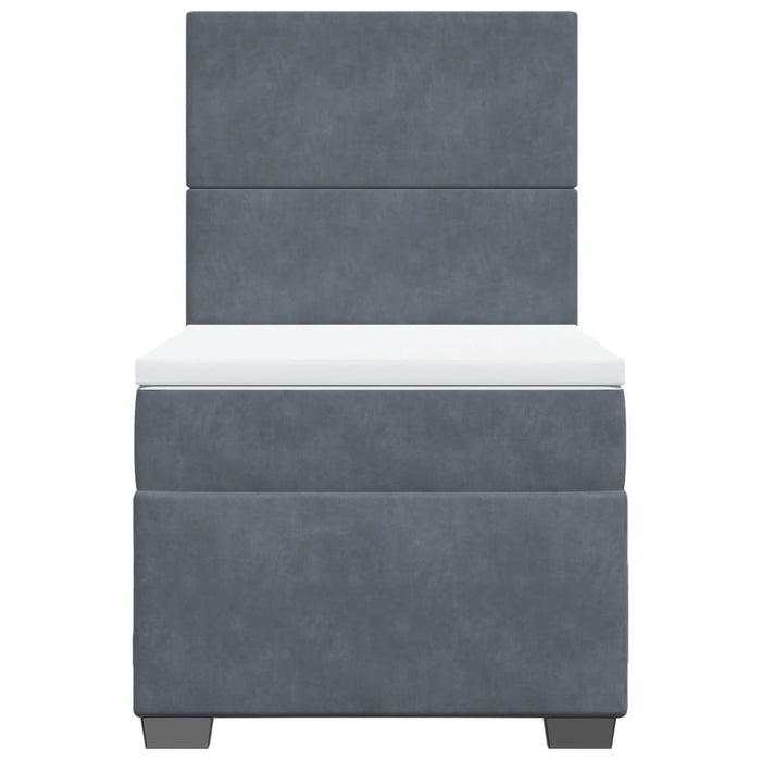 Pat box spring cu saltea, gri închis, 80x200 cm, catifea - WALTI WALTI