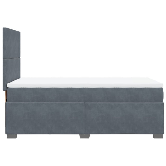 Pat box spring cu saltea, gri închis, 80x200 cm, catifea - WALTI WALTI
