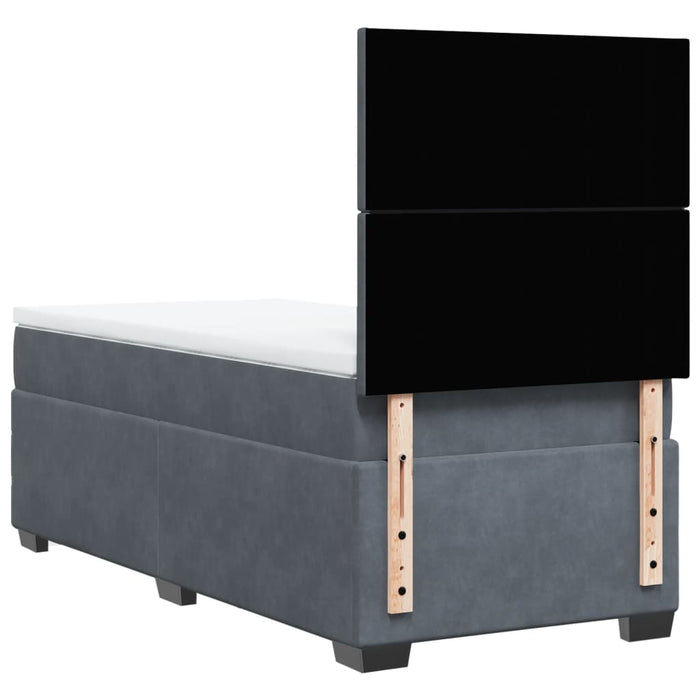 Pat box spring cu saltea, gri închis, 80x200 cm, catifea - WALTI WALTI