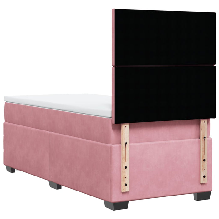 Pat box spring cu saltea, roz, 80x200 cm, catifea - WALTI WALTI
