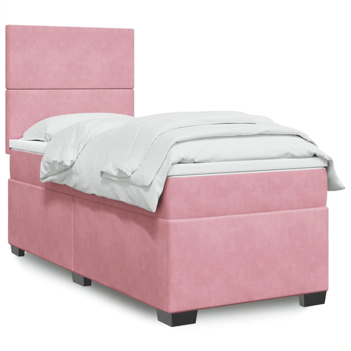 Pat box spring cu saltea, roz, 80x200 cm, catifea - WALTI WALTI