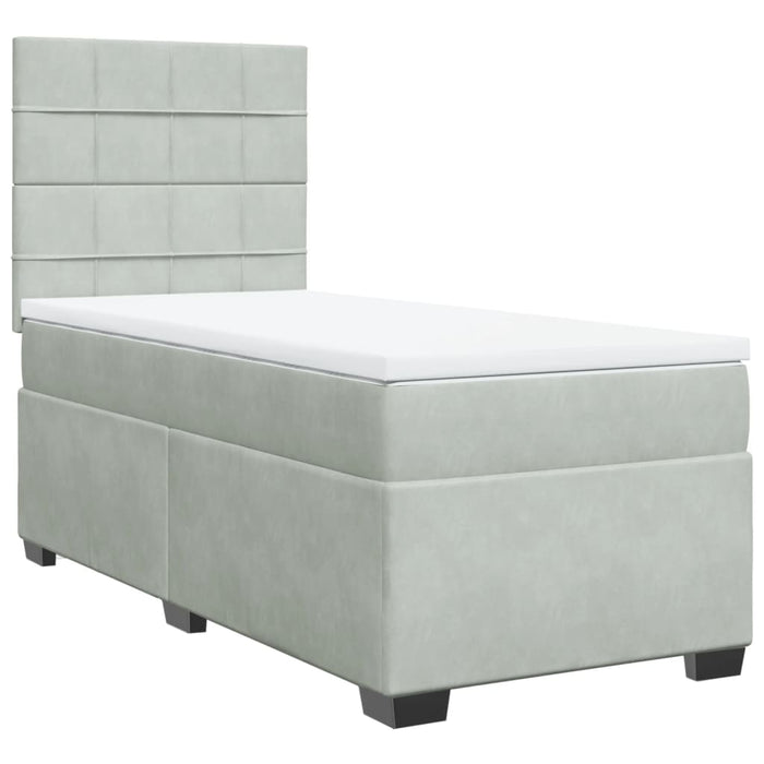 Pat continental cu saltea, gri deschis, 80x200 cm, catifea - WALTI WALTI