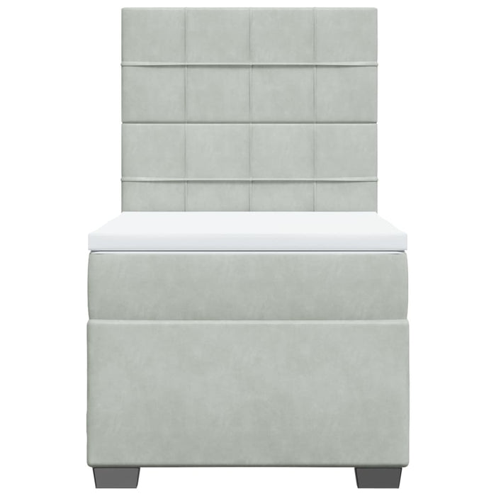 Pat continental cu saltea, gri deschis, 80x200 cm, catifea - WALTI WALTI