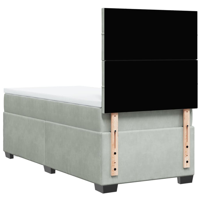 Pat continental cu saltea, gri deschis, 80x200 cm, catifea - WALTI WALTI