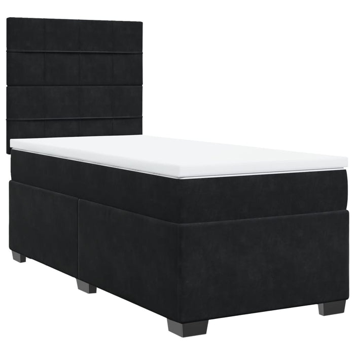 Pat box spring cu saltea, negru, 80x200 cm, catifea - WALTI WALTI